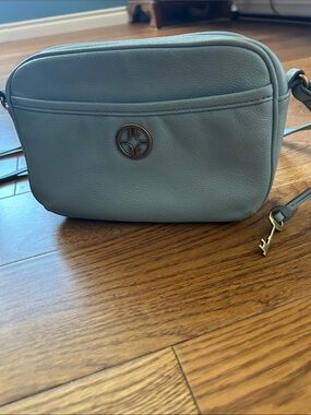 Fossil leather Bag Light Blue Crossbody Bag with Gold Accent